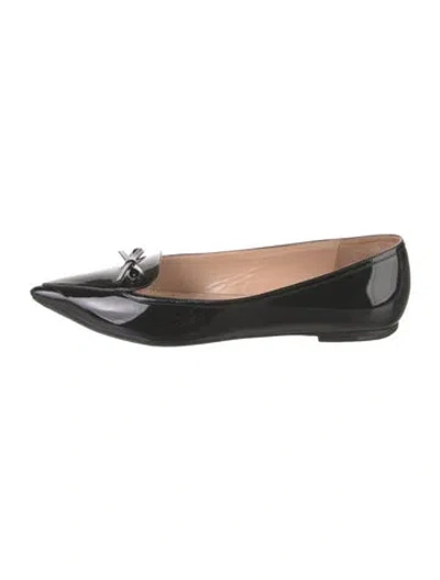 Pre-owned Valentino Garavani Rockstud Accents Patent Leather Ballet Flats In Black
