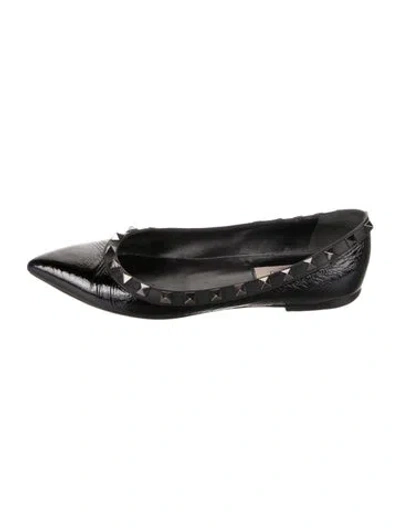 Pre-owned Valentino Garavani Rockstud Accents Patent Leather Ballet Flats In Black