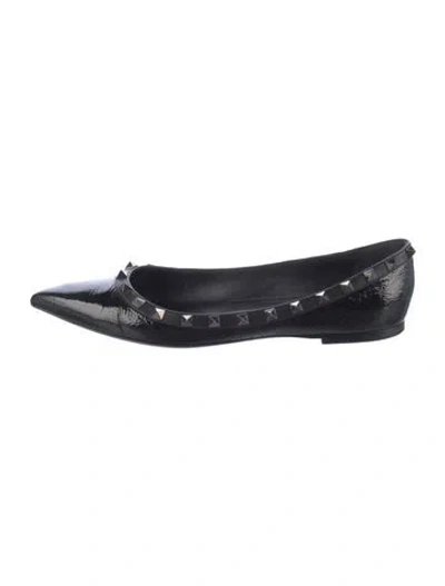 Pre-owned Valentino Garavani Rockstud Accents Patent Leather Ballet Flats In Black