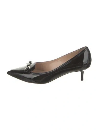 Pre-owned Valentino Garavani Rockstud Accents Patent Leather Ballet Flats In Black