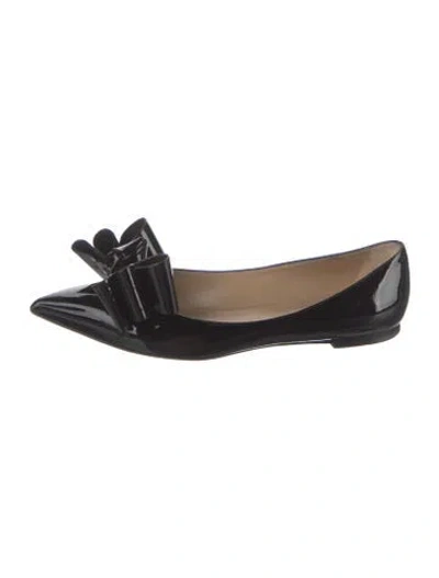 Pre-owned Valentino Garavani Rockstud Accents Patent Leather Ballet Flats In Black