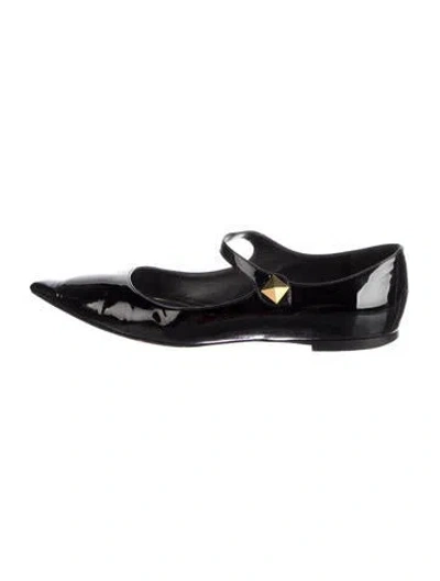 Pre-owned Valentino Garavani Rockstud Accents Patent Leather Ballet Flats In Black