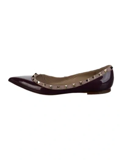 Pre-owned Valentino Garavani Rockstud Accents Patent Leather Ballet Flats In Multi
