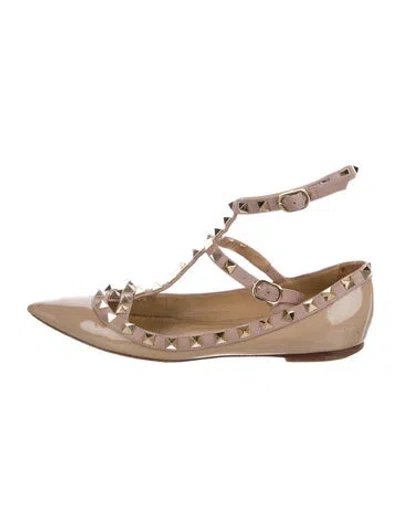 Pre-owned Valentino Garavani Rockstud Accents Patent Leather Ballet Flats In Multi