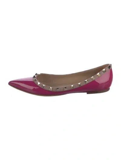 Pre-owned Valentino Garavani Rockstud Accents Patent Leather Ballet Flats In Purple