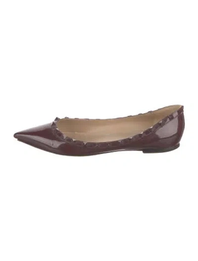Pre-owned Valentino Garavani Rockstud Accents Patent Leather Ballet Flats In Purple