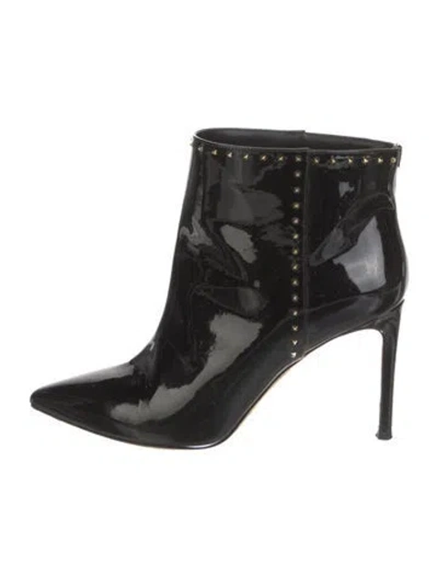 Pre-owned Valentino Garavani Rockstud Accents Patent Leather Boots In Black