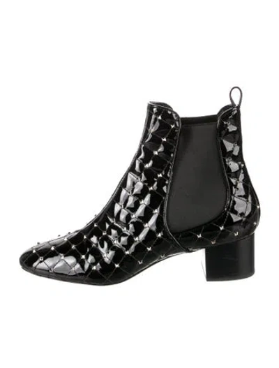 Pre-owned Valentino Garavani Rockstud Accents Patent Leather Chelsea Boots In Black
