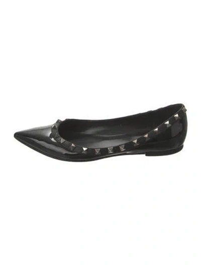 Pre-owned Valentino Garavani Rockstud Accents Patent Leather Flats In Black