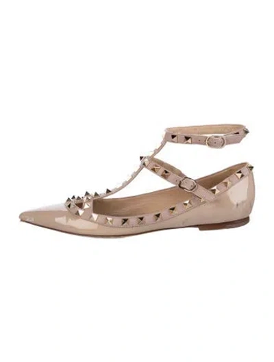 Pre-owned Valentino Garavani Rockstud Accents Patent Leather Flats In Pink