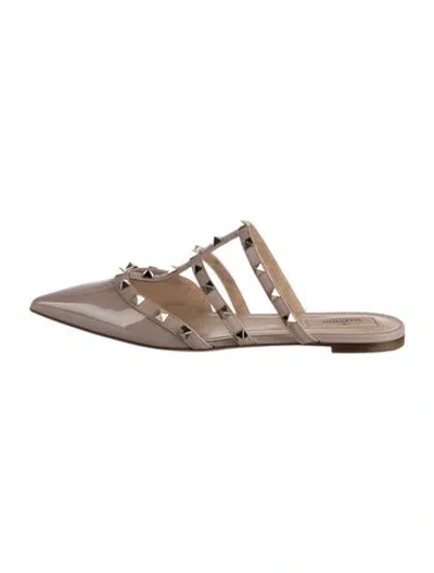 Pre-owned Valentino Garavani Rockstud Accents Patent Leather Flats In Pink
