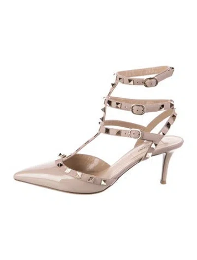 Pre-owned Valentino Garavani Rockstud Accents Patent Leather Gladiator Sandals In Transparent