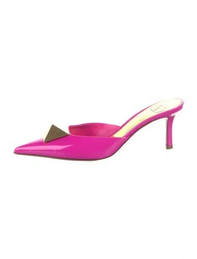 Pre-owned Valentino Garavani Rockstud Accents Patent Leather Mules In Pink