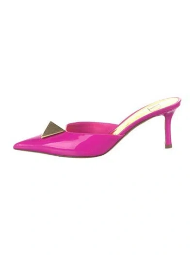 Pre-owned Valentino Garavani Rockstud Accents Patent Leather Mules In Pink
