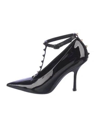 Pre-owned Valentino Garavani Rockstud Accents Patent Leather T-strap Pumps In Multi