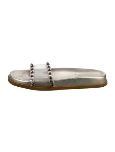 Pre-owned Valentino Garavani Rockstud Accents Pvc Slides