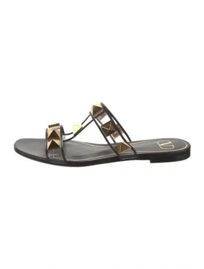 Pre-owned Valentino Garavani Rockstud Accents Pvc Slides In Black