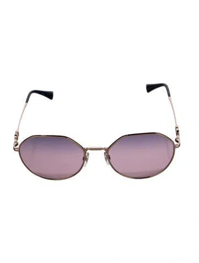 Pre-owned Valentino Rockstud Accents Round Sunglasses In Gold