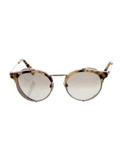 Pre-owned Valentino Rockstud Accents Round Sunglasses In Neutrals