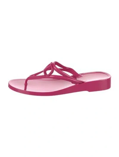Pre-owned Valentino Garavani Rockstud Accents Rubber Flip Flops W/ Tags In Pink