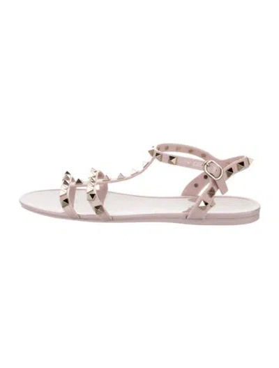 Pre-owned Valentino Garavani Rockstud Accents Rubber Gladiator Sandals In Pink