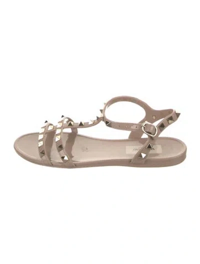 Pre-owned Valentino Garavani Rockstud Accents Rubber Gladiator Sandals In Pink
