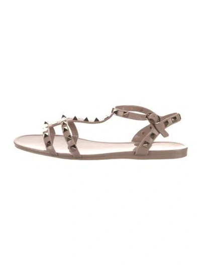 Pre-owned Valentino Garavani Rockstud Accents Rubber Gladiator Sandals In Pink