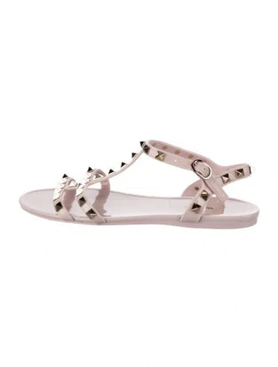 Pre-owned Valentino Garavani Rockstud Accents Rubber Gladiator Sandals In Pink