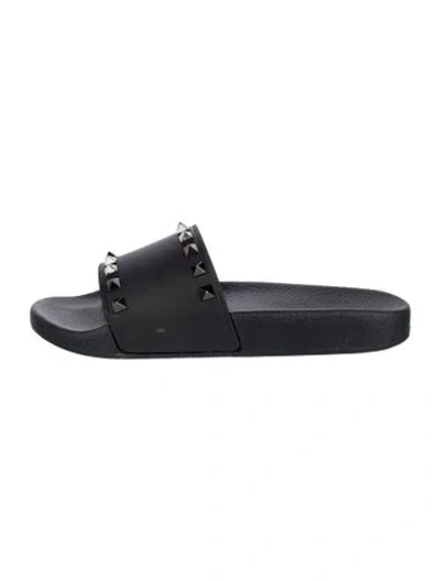 Pre-owned Valentino Garavani Rockstud Accents Rubber Mules In Blue