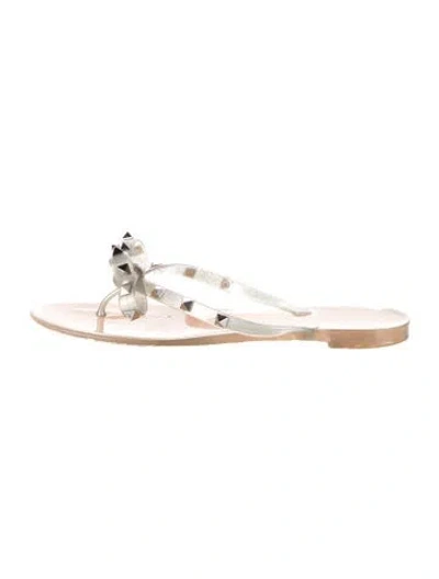 Pre-owned Valentino Garavani Rockstud Accents Rubber Slides