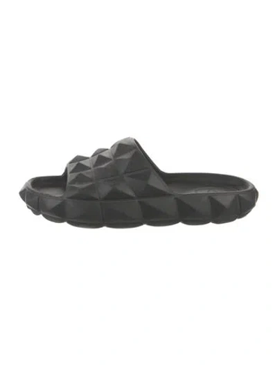 Pre-owned Valentino Garavani Rockstud Accents Rubber Slides In Black