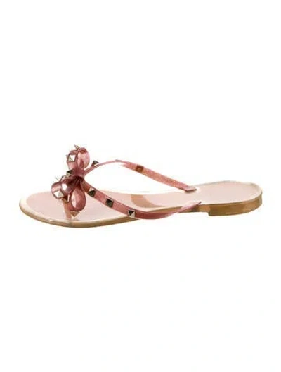 Pre-owned Valentino Garavani Rockstud Accents Rubber Slides In Pink