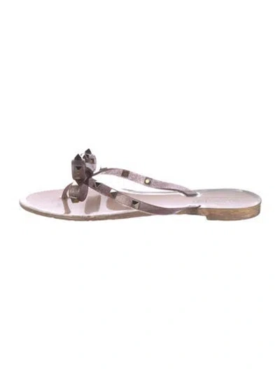 Pre-owned Valentino Garavani Rockstud Accents Rubber Slides In Transparent