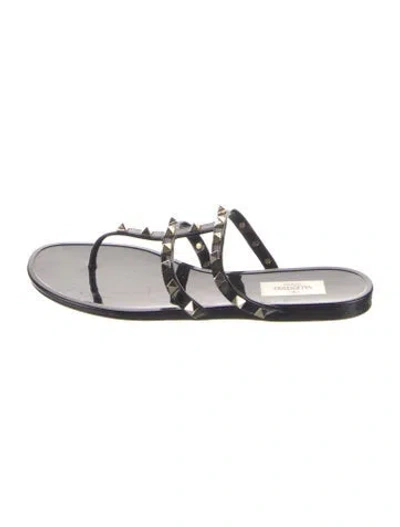 Pre-owned Valentino Garavani Rockstud Accents Rubber Slides In White