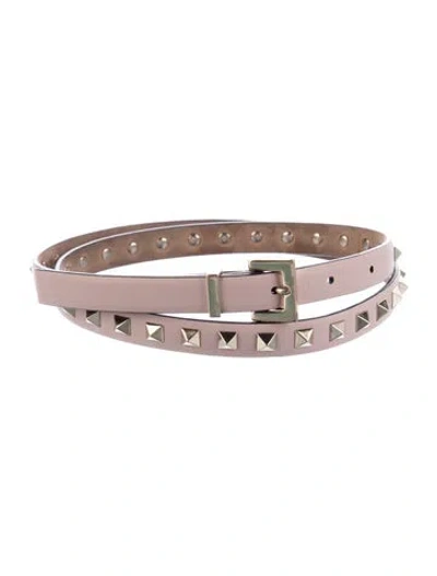 Pre-owned Valentino Garavani Rockstud Accents Skinny Belt In Pink