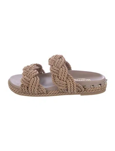 Pre-owned Valentino Garavani Rockstud Accents Slides In Purple