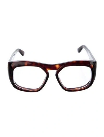 Pre-owned Valentino Garavani Rockstud Accents Square Eyeglasses In Brown