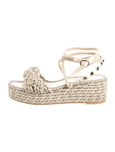Pre-owned Valentino Garavani Rockstud Accents Studded Accents Espadrilles