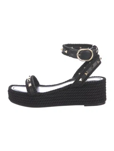 Pre-owned Valentino Garavani Rockstud Accents Studded Accents Espadrilles In Black