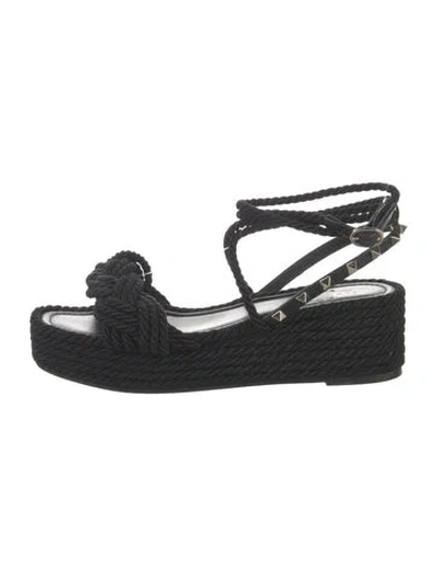 Pre-owned Valentino Garavani Rockstud Accents Studded Accents Espadrilles In Black