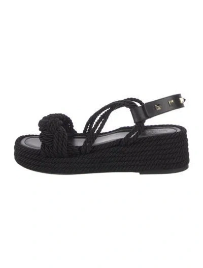 Pre-owned Valentino Garavani Rockstud Accents Studded Accents Espadrilles In Black