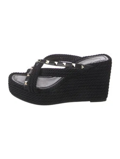 Pre-owned Valentino Garavani Rockstud Accents Studded Accents Espadrilles In Black