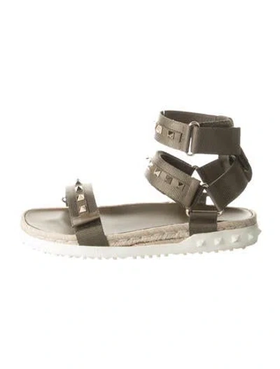 Pre-owned Valentino Garavani Rockstud Accents Studded Accents Espadrilles In Green