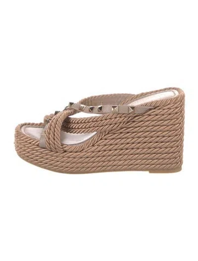 Pre-owned Valentino Garavani Rockstud Accents Studded Accents Espadrilles In Neutral