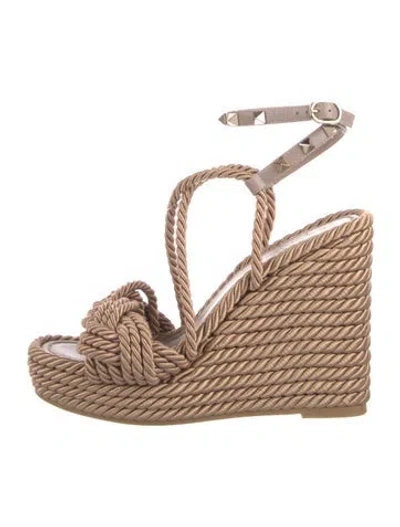 Pre-owned Valentino Garavani Rockstud Accents Studded Accents Espadrilles In Neutral