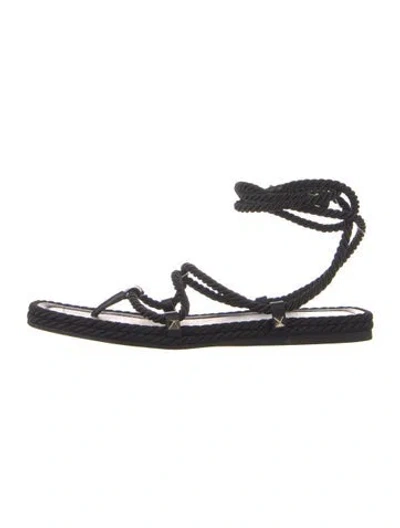 Pre-owned Valentino Garavani Rockstud Accents Studded Accents Gladiator Sandals In Black