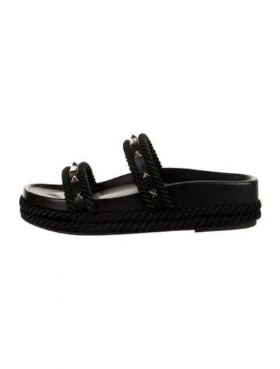 Pre-owned Valentino Garavani Rockstud Accents Studded Accents Slides In Black