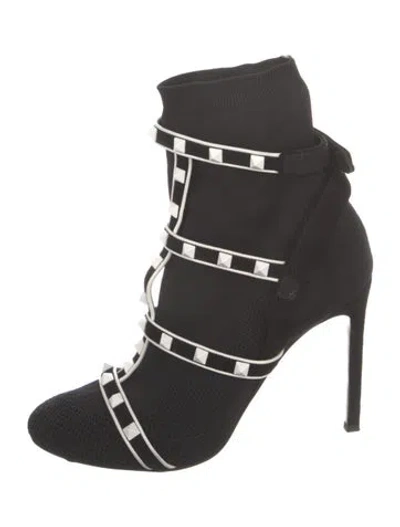 Pre-owned Valentino Garavani Rockstud Accents Studded Accents Sock Boots In Black