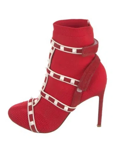 Pre-owned Valentino Garavani Rockstud Accents Studded Accents Sock Boots In Multi