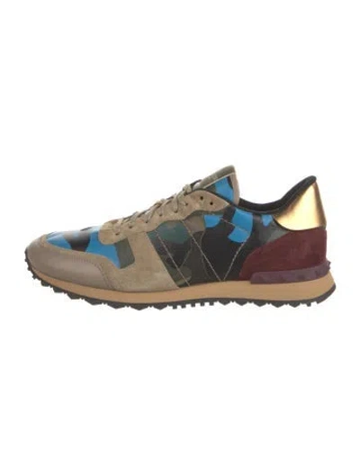 Pre-owned Valentino Garavani Rockstud Accents Suede Athletic Sneakers